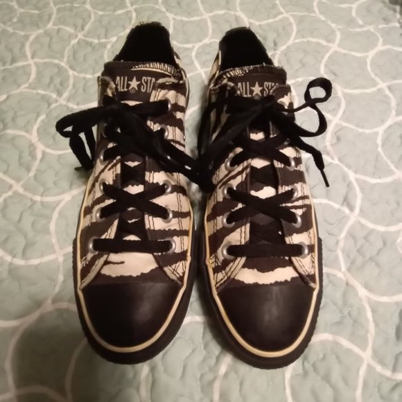 CONVERSE CUSTOM ZEBRA PRINT LO TOPS SNEAKERS 9 - Picture 2 of 4